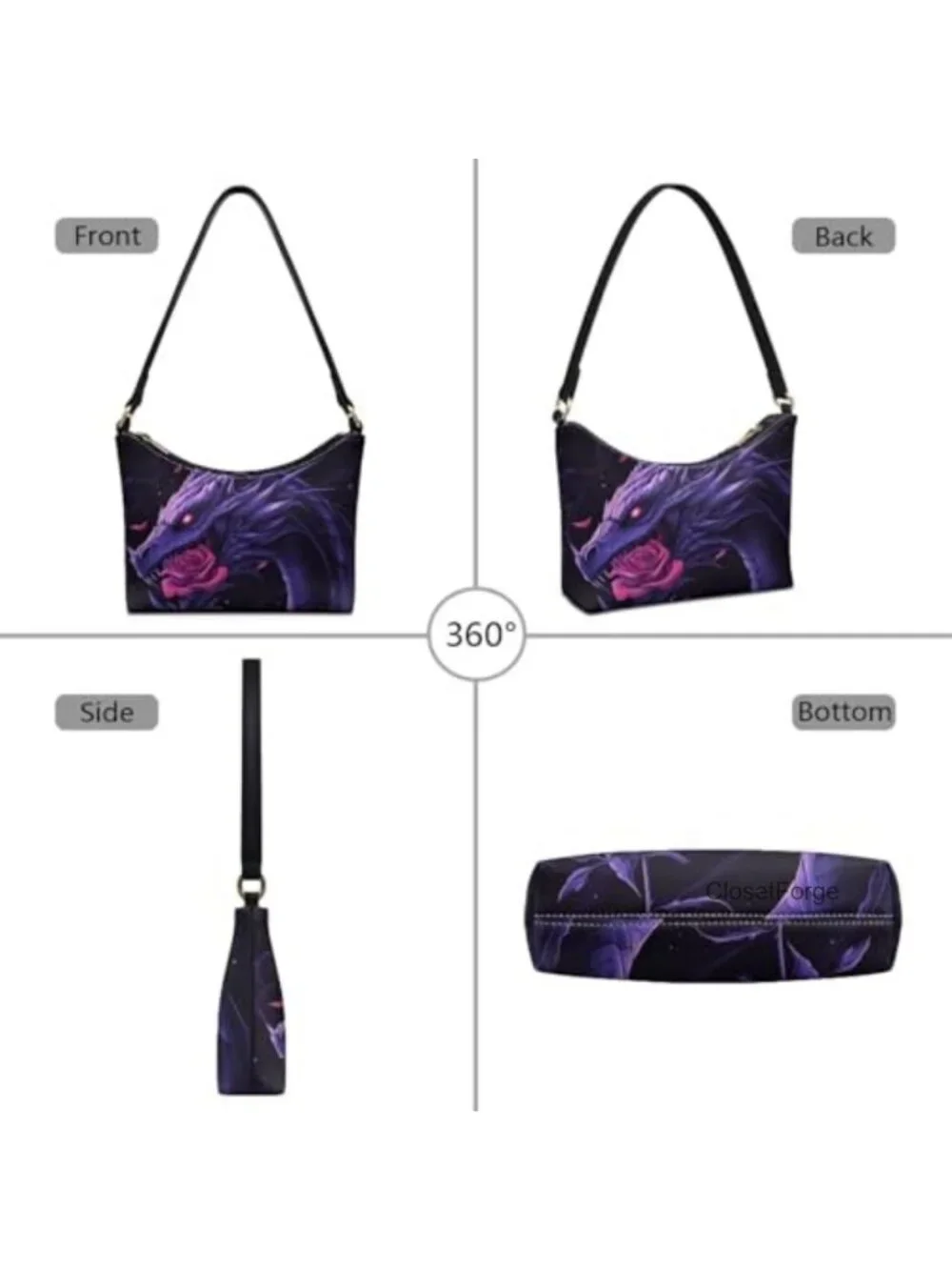 Waterproof PU Leather Hobo Bag with Hand Strap - Trendy Underarm Purse for Work